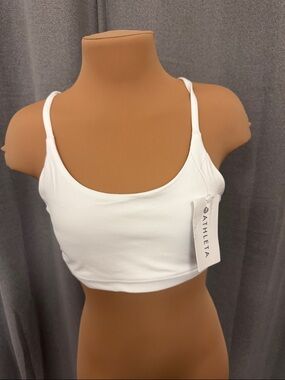 Athleta White Scoop Crop Sports Bra with Thin Straps